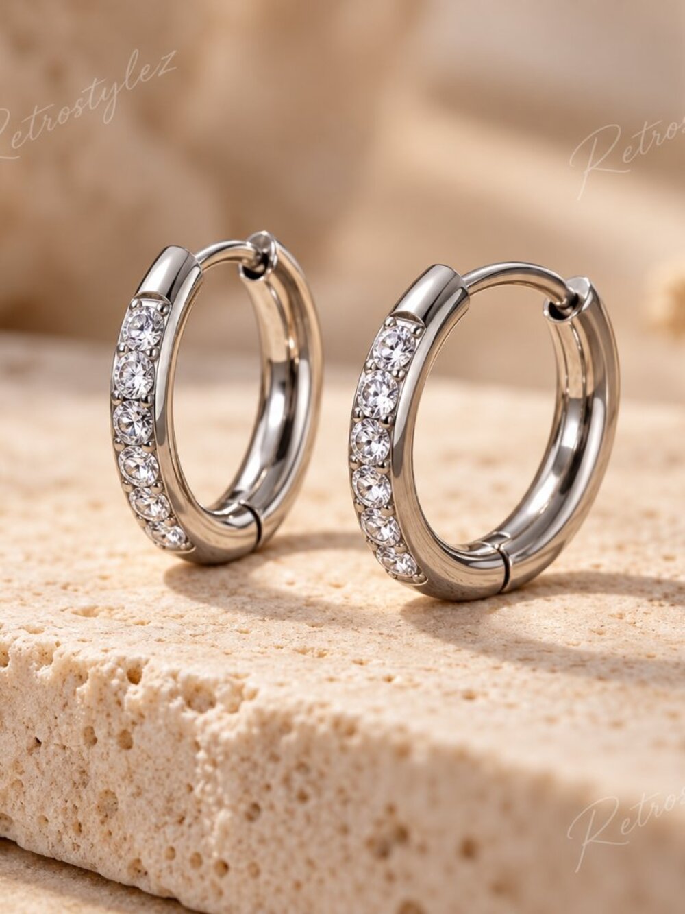 14K White Gold Womens Small 1ct Diamond Hoop Earrings New 14 K Silver Jewelry